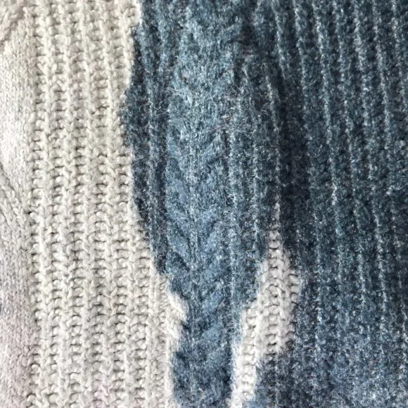 Pilcro Letterpress Anthropologie Sweater Long Sleeve, Cowl Neck Blue Cream Large - Picture 7 of 11